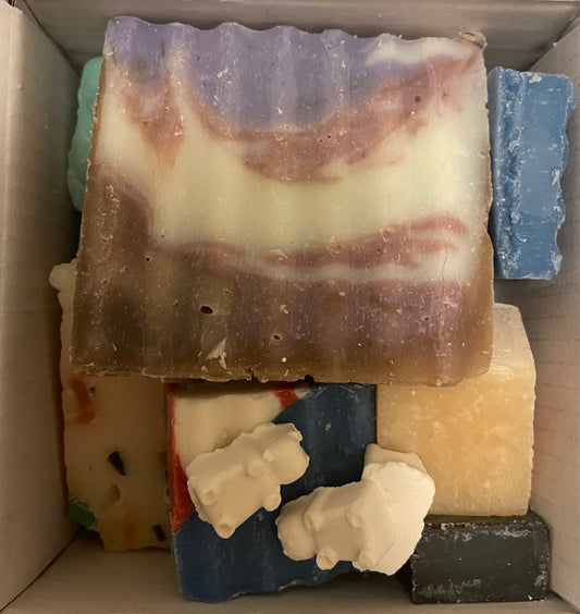 Picture of soap scraps in a white box